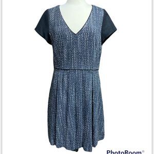 Banana Republic Black Tweed Wool V-Neck Short Sleeve Fit & Flare Dress NEW